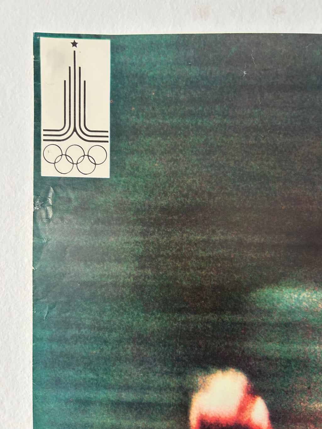 Vintage poster with Olympic logo and abstract design